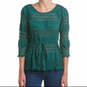 Free people Fire Island Teal Crochet top sz S
